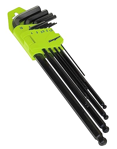 Siegen S01094 9pc Extra-Long Ball-End Hex Key Set - Metric