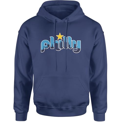 The Pxv Hoodie Skyline Philly Philadelphia Adult X-Large Navy Blue