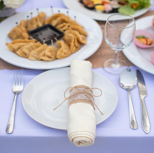 Whqxfdz 96 100Pcs Lace Burlap Rings Party Burlap Napkin Rings Diy Wedding Decoration thumb #2