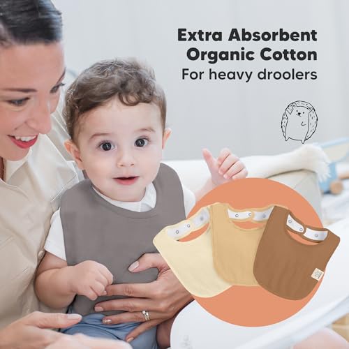 Image of 8-Pack Organic Baby Bibs for Boys, Girls - Soft Cotton Drooling and Teething Bibs for Baby Girl & Boy, Extra Absorbent, Easy To Clean & Put On for Toddler, Newborn, Infant 0-24 Months (Terracotta)