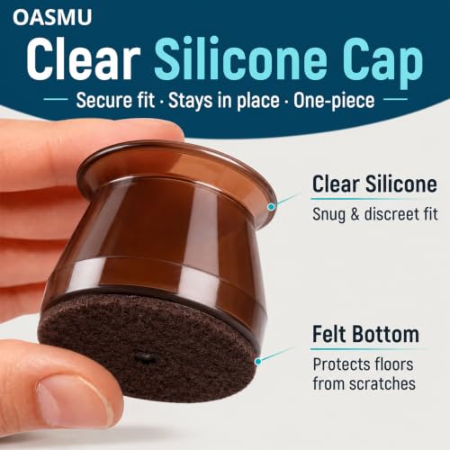 Image of 32 Pcs Silicone Chair Leg Floor Protectors for Hardwood Floors, Brown Felt Bottom Chair Leg Covers, Free Moving Table Leg Covers, Stool Leg Protectors Caps(Large fit : 1.3'' - 2'') (Pack of 2)
