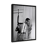 Historic Civil Rights Figure Canvas Wall Art | Black & White Portrait | Political Artwork Home Décor – Various Sizes (30in x 45in Modern Black Framed)