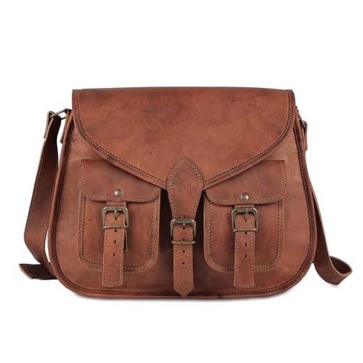 KPL 14 Inch Leather crossbody bags Purse Women Shoulder Bag Satchel Ladies Tote Travel Purse full grain Leather (Tan Brown)