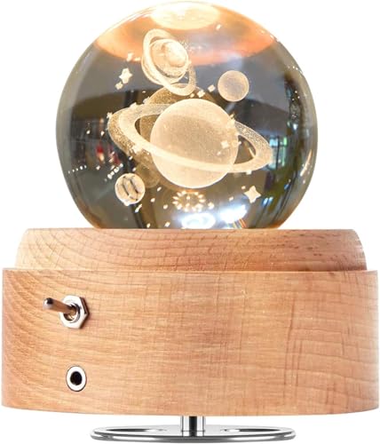 BIAOQINBO Caja de música con bola de cristal, 360° giratoria de...