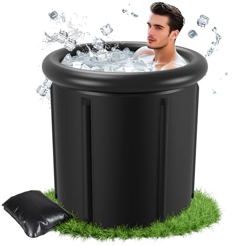 ISOISL Eisbad Tonne 80 cm, Faltbare Badewanne 390L mit Abdeckung, Eisbaden zu Hause, Kältetherapie...