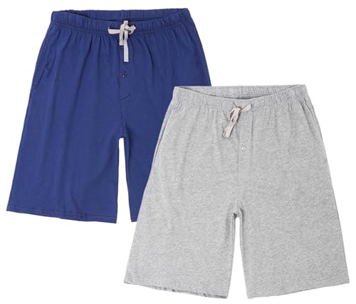 Pajama Shorts for Men, Soft Cotton Knit Pajama Bottoms with Pockets
