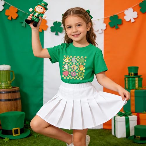 Image of Kids St Patricks Day Shirt Irish Shamrocks Graphic T-Shirt Shamrock Paddy's Day Tees Tops 2-7 Years