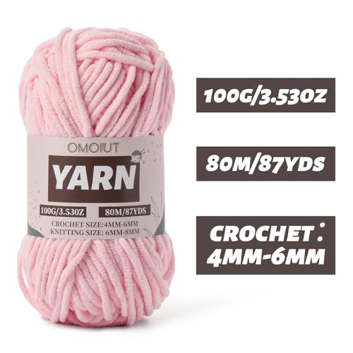 Image of Fluffy Chenille Yarn for Crocheting - Baby Yarn for Crocheting Soft Blanket - 3 Pack of 100g /(87.4yds) Crochet Amigurumi Chunky Yarns - Super Bulky 5 Velvet Yarns (3 Pink)