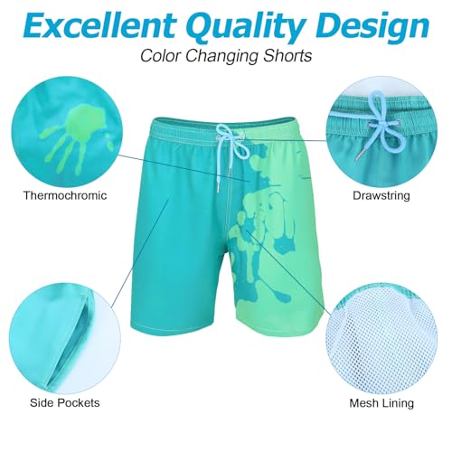 HAMTRED Men's Swim Trunks Quick Dry Beach Shorts, Color Changing Swim Trunks for Men, Temperature Color Changing Shorts3
