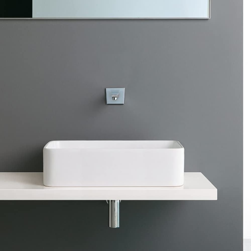 Yellowshop - Lavabo da appoggio rettangolare in ceramica cm L60xP35xH11 TESIS2 Bianco arredo bagno
