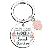 Lelekdo Social Worker Gifts for Women Appreciation Gift for Social Worker Office Gifts for Coworkers Birthday Christmas Retirement Thank You Keychain for School Workers Appreciation Present