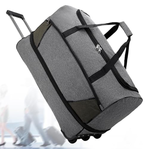 Wheeled Duffel Bag Travel Trolley Bag Foldable Tote Carrying Bag Portable Overnight Bag Luggage Bag for Women Picnic Men Trip, Gray, L2