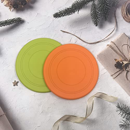 Coldchill 7 Inch Dog Flying Disc, Puppy Flyer Toy React Faster Training Interactive Toys For Small Medium Dog, Lightweight Durable And Water Resistant Floating Saucer (Green+Orange) #TOP5