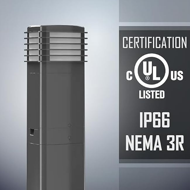 TayMac Gray Pagoda Light Slide Cover PPPLG for ParkPost Outdoor Power Enclosure (Required), 600-Lumen 2700K Polycarbonate Post Cap Light for Garden Decor, Seamless Pagoda Lighting Accessory