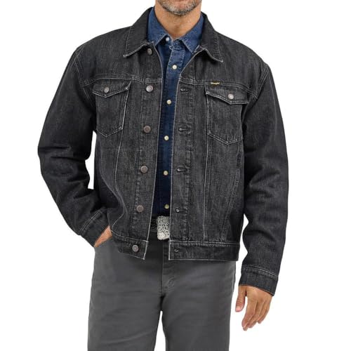 Wrangler Men's Washed Black Blanket Lined Denim Jacket