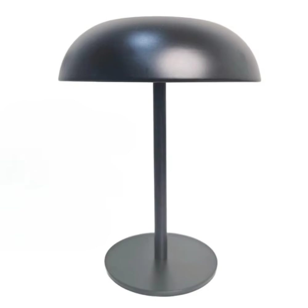 Metal Mushroom Table Lamp, Touch Control 3 Colors Cordless Rechargeable LED Bedside Lamp for Bedroom Living Room Home Decor(Black)