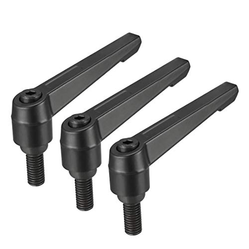 Image of uxcell M10 x 20mm Handle Adjustable Clamping Lever Thread Push Button Ratchet Male Threaded Stud Knobs Locking Rotating Screw Handles Quick Release Bolt Black 3pcs