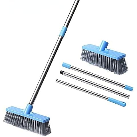Floor Scrub Brush with Long Handle-52.8",Stiff Bristle Tub and Tile Grout Brush Scrubber with Adjustable Stainless Steel Handle for Cleaning Bathroom, Wall and Deck Cover