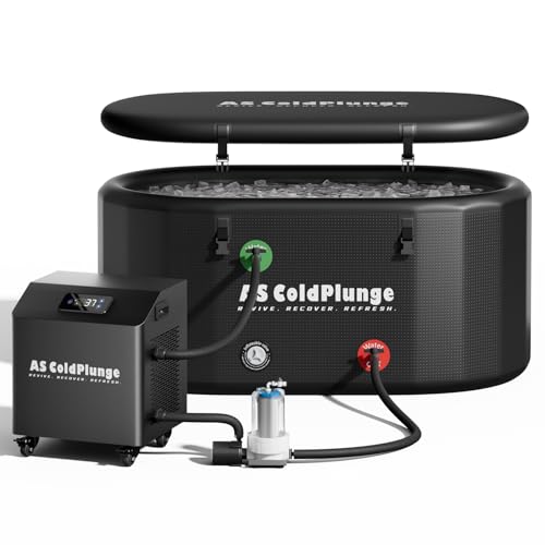 Image of AS ColdPlunge 1HP Ice Bath Chiller & Cold Plunge Tub Bundle, 216 Gal Insulated Ice Bath Tub, External Pump & Filtration, Cold Plunge Tub with Water Chiller for Cold Therapy Recovery Indoor & Outdoor