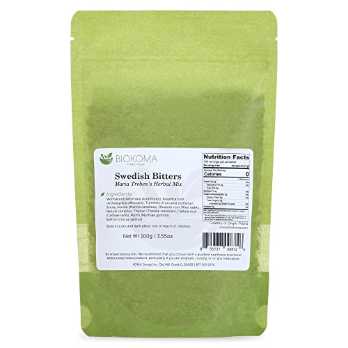 Biokoma Swedish Bitters Maria Treben's Herbal Mix 100g (3.55oz) In Resealable Moisture Proof Pouch - Herbal Tea, No Additives, No Preservatives, Kosher