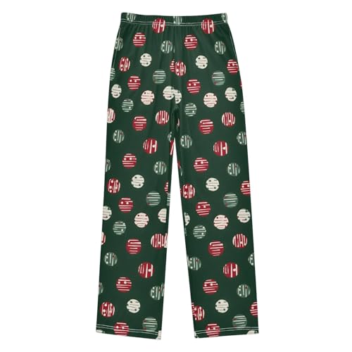 Pajama Pants Lounge Sleep PJ Bottoms Sleepwear Elastic Waist Drawstring S Green Line Polka Dot