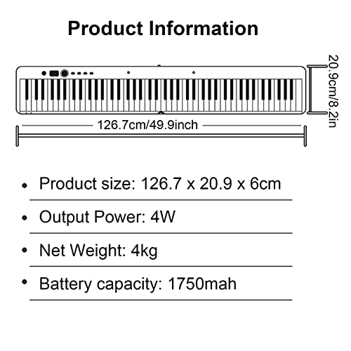 Clavier de piano à 88 touches, touches semi-lestées, support de piano électrique, Bluetooth, MIDI, piano numérique portable for débutant avec repose-musique, sac de piano, pédale de piano (Color : Wh - Les Beatles, Paul McCartney, John Lennon, RIngo Starr, George Harrison Clavier de piano à 88 touches, touches semi-lestées, support de piano électrique, Bluetooth, MIDI, piano numérique portable for débutant avec repose-musique, sac de piano, pédale de piano (Color : Wh – Image 7