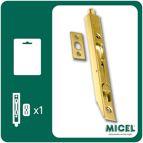 MICEL 92433 Einsteckstift für Türen und Fenster, aus Stahl, quadratisch, Messing-Finish, 160 x 16 x 14 mm