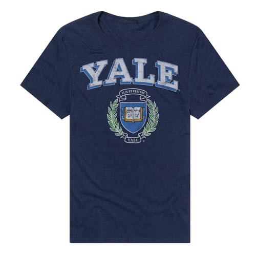 Yale Bulldogs Seal NCAA Ring-Spun T-Shirt Unisex for Men & Women, Navy, L