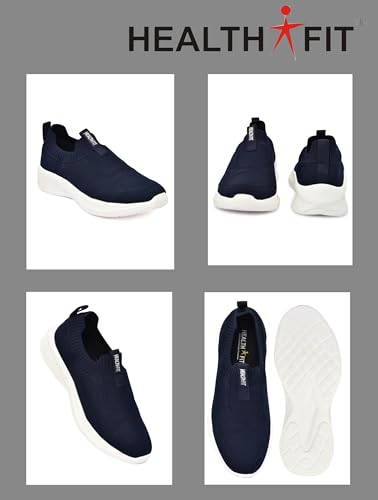 Image of HEALTH FIT Extra Soft Sports Shoes with Memory Foam Comfortable & Lightweight Breathable Without Lace for Walking Jogging Gym Shoes Cushion Casual Regular Wear Shoes for Men's Gent's HF728