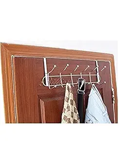 ZZ ZONEX Multifunctional, Heavy Duty Metal Over The Wall & Door Hooks Hanger Rack Organizer for Coats Robes Hats Clothes Towels Suitable Room, Kitchen, Bathroom (Silver), Pack of 1