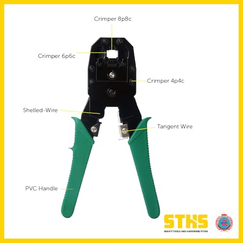 Image of RJ-45 Crimping Tool | 3-in-1 Network Cable Crimper, Cutter & Stripper | Ethernet LAN Connector Crimping Tool for RJ45, RJ11, RJ12 | Heavy Duty & Durable (Pack of 1)