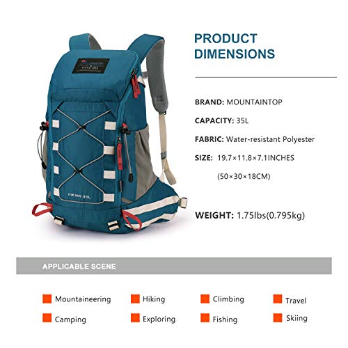 MOUNTAINTOP Hiking Backpack 35L Outdoor Travel Camping Day Pack with Rain Cover for Men Women - Image 3
