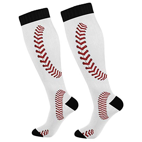 Nander 1 pair Sport Baseball Print Pattern Compression Socks Women Men for (20-30mmHg) Athletic...