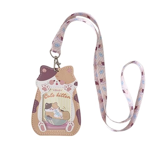 Cute Badge Holder Lanyard Cartoon Cat ID Card Holder...