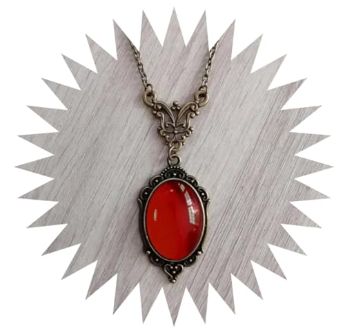 BISONBLUE Collar para Mujer Colgante Cadena Gargantillas Niñas Colgante Gótico Vintage De Cristal Rojo, Collar De Mariposa, Accesorios Vintage S1