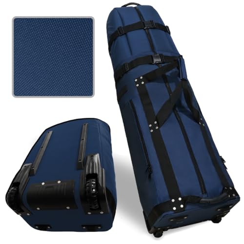 CaddyDaddy First Class Military Grade Ballistic Nylon Travel Cover with EVA Dense Foam Top Padding 2 Year Full Replacement Coverage Self Standing Base XL Wheels Case for Transporting Clubs on Airlines