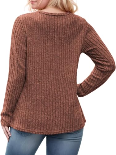 Image of DOLNINE Womens-Plus-Size-Tops Casual Long Sleeve Shirts Trendy Button Side Split Fall Cute Tunic Sweatshirts XL-5XL