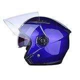 ANAN Jethelme Motorradhelm mit Doppelvisier Damen und Herren ECE Genehmigt Blau,M