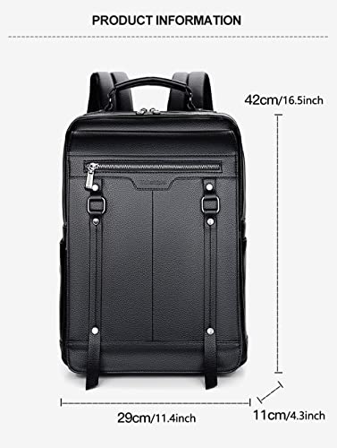 Leather Laptop Backpack For Men, Business Laptop Smart Bag Fits 15.6 Inch Laptop with USB Charging Port,Medium Water Resistant Backpack for Work Office College2