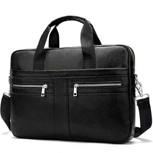 Image of Leather Briefcase for Men, 15.6-16.1 inch Laptop Bag, Vintage Handmade Messenger Bag