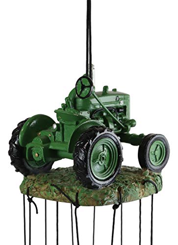 Ebros Gift Old Fashioned Vintage Country Agricultural Farm Green Tractor Model Resonant Relaxing Wind Chime Patio Garden Accent Of Rustic Countryside Farming Cottage Theme thumb #3