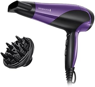 Remington D3190 Ionic Conditioning Hair Dryer for Frizz Free Styling with Diffuser and Concentrator Attachments, 2200 W, Purple