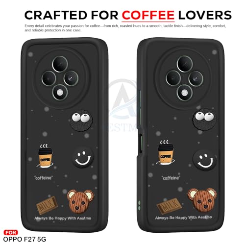 Image of AESTMO Back Case Cover for Oppo F27 5G Cover | Cute Fun Cartoon 3D Ball | Coffee Silicone Case | Full Body Protection | Camera Protection Back Cover for Oppo F27 5G (Black)