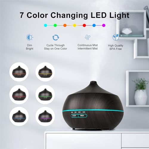Foto von Diffuser Ätherische Öle Ultraschall Luftbefeuchter: 400ML Aroma Diffuser für Duftöle Aromatherapie Öle Diffusor mit 7 Farben LED & Timer für Schlafzimmer Wohnung Büro Yoga - Schwarz