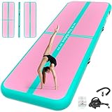 FINCOME Inflatable Gymnastics Mat Air Tumble Track Mats 10/13/16/20ft Training Mats for Home Use Air Mat with Pump 4”/6” Thick for Cheerleading/Yoga/Parkour/Beach/Park/Water