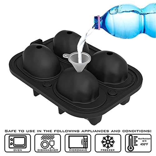 JETKONG Large Skull Ice Mold - 4 Cavity Silicone Skull Ice Maker - Ice Cube Tray for Whiskey, Bourbon, Cocktails and Juice