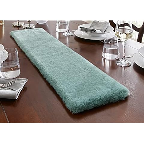 Dekoleidenschaft Camino de mesa de piel sintética verde salvia 20 x 90 cm Cover