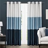 Exclusive Home Curtains Exclusif Maison Rideaux Exclusif Maison Chateau rayés Grommet Top fenêtre Panneau de Rideau Paire, Polyester, Indigo, 54x108