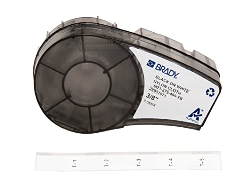 Image of Brady Authentic (M21-375-499-TB) Multi-Purpose Nylon Label for General ID, Wire Marking, and Lab Labeling, Black on White - Designed for M210, M210-LAB, M211, BMP21-PLUS and BMP21-LAB Label Printers