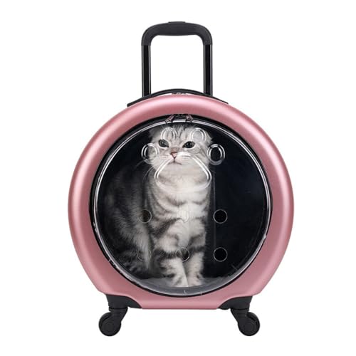 AOUTN猫、犬、小型犬、中型、輸送用クレート、お出かけ用バッグ、ドライブ、旅行、病院通い、災害対策、避難などに使えるキャスター付きペット輸 (ローズゴールド)